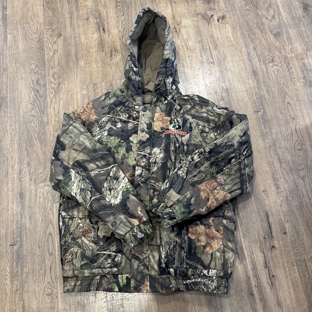 Mossy Oak Canvas Break Up Country Camo Jacket Hooded Puffer Coat Men's Large